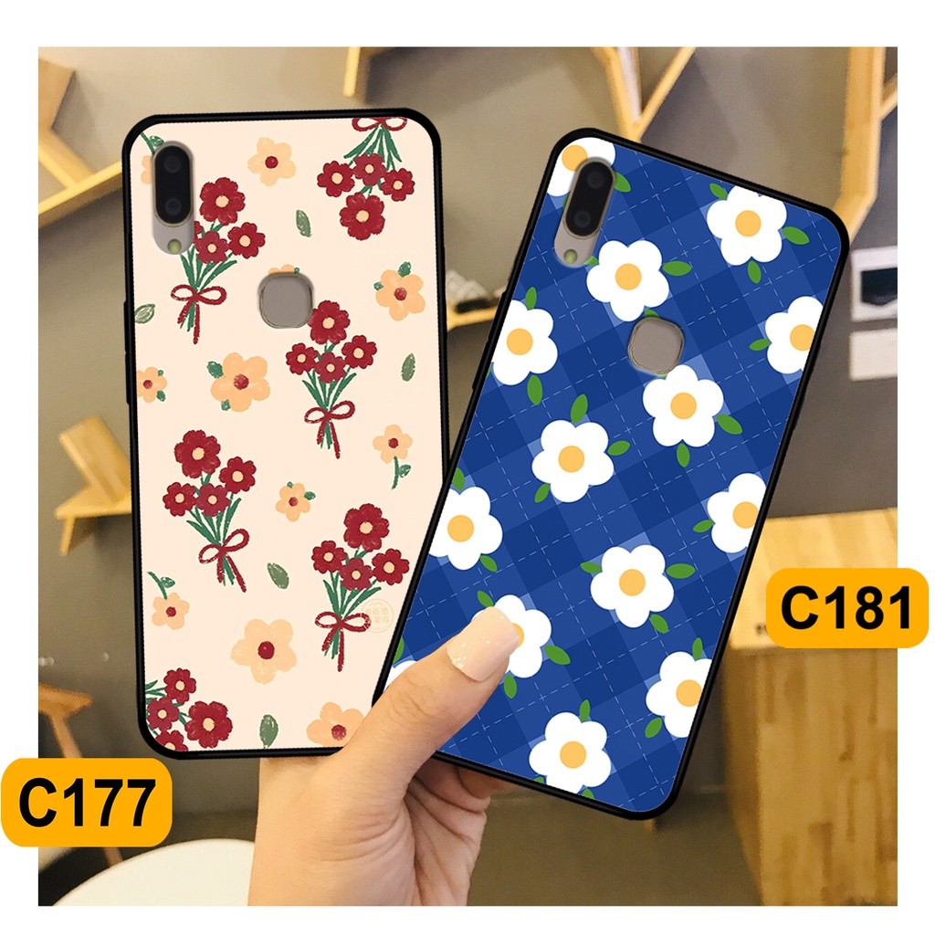 Ốp Vivo V9 / V9 Youth in hình hoa cỏ nhẹ nhàng,họa tiết caro xinh xắn.ốp lưng chống sốc