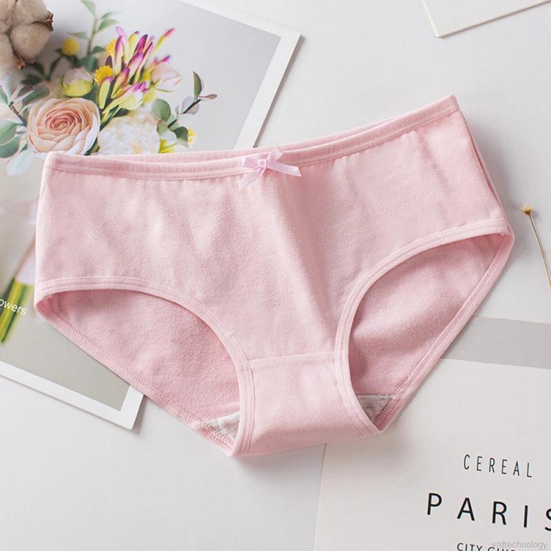 Women Solid Color Cotton Middle Waist Bow Briefs | WebRaoVat - webraovat.net.vn