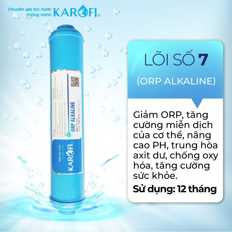 Combo 5 lõi lọc nước RO Karofi (T33 GAC, khoáng đá, ORP alkaline, hồng ngoại, nano silver)