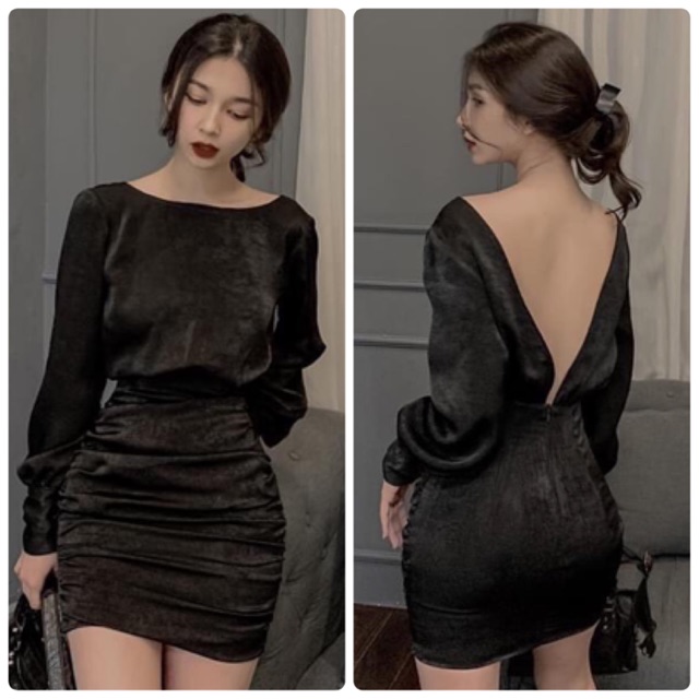 ĐẦM BODY THUN HỞ LƯNG (KÈM CLIP)
