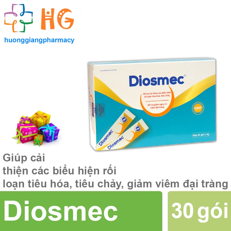 Diosmec hỗ trợ cải thiện các biểu hiện rối loạn tiêu hóa tiêu chảy và giảm nguy cơ viêm đại tràng Hộp 30 gói