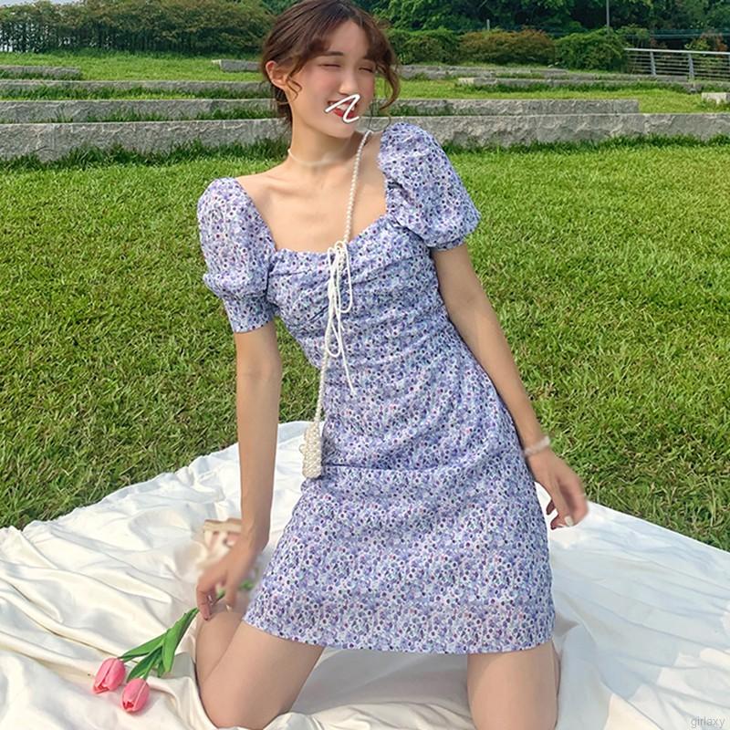 Đầm Voan Hoa Tay Ngắn Thời Trang Dành Xinh Xắn Cho Nữ