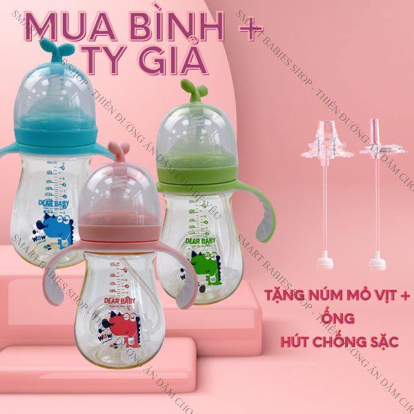 Bình tập uống nước chất liệu PPSU 3 trong 1 cho bé, 3 vòi thay thế