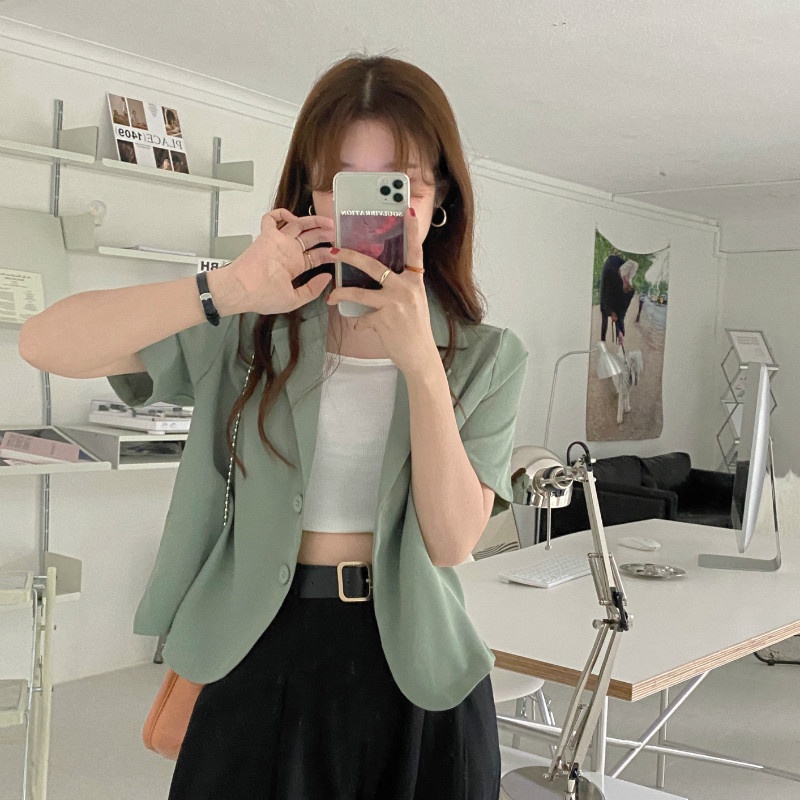 Áo Khoác Vest Tay Ngắn Dáng Rộng Phong Cách Thời Trang Hàn Quốc | BigBuy360 - bigbuy360.vn