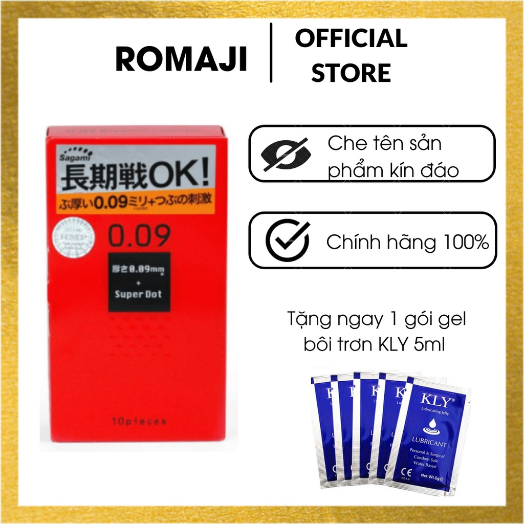 Bao cao su sagami super dog 0.09, hộp 10 cái dày 0.09 mm
