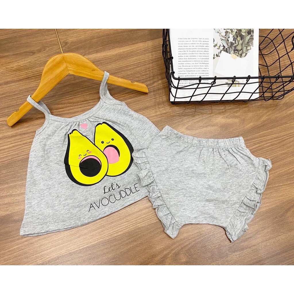 Bộ 2 dây bé gái vải hàng xuất-bộ ngố bé gái -sỉ quần áo trẻ em hcm pikakids
