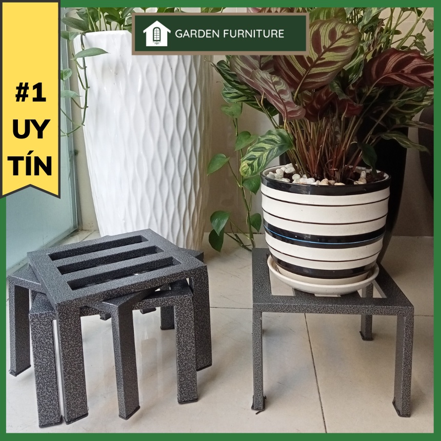 Combo 10 cái kệ sắt hình vuông nhỏ gọn, đôn kê chậu cây, chậu hoa, bình nước, chậu cá, ghế ngồi, chắc chắn sơn tỉnh điện