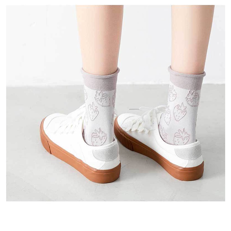 Tất Nữ Nhún Cổ Cao gân tăm Phong Cách Vintage Hàn Quốc TA055