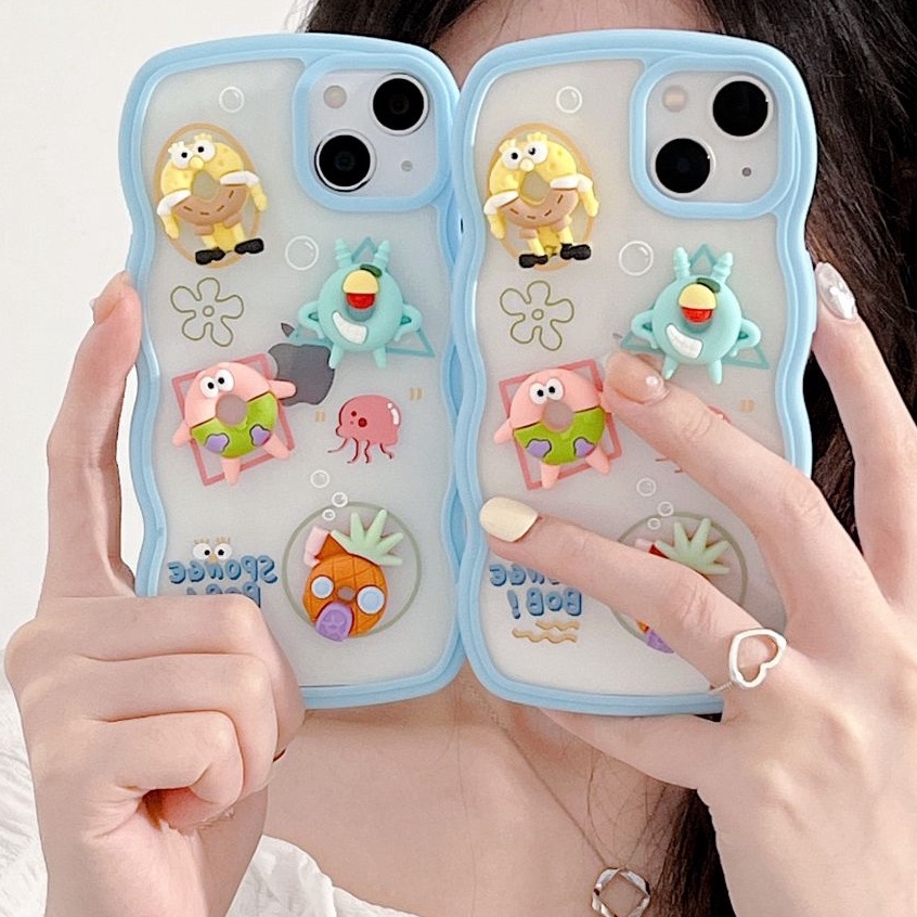 Ốp lưng Ice Cream SpongeBob SquarePants 3D Cartoon Phone Case cho iPhone 13 13Pro 13Promax 12 12Pro 12Promax 11 11Pro 11Promax XSmax Xr X Xs 8 7Plus
