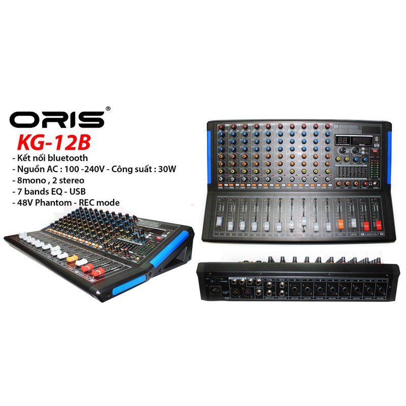 MIXER ORIS KG-12B -12 LINE ÂM THANH HAY CÓ BLUETOOTH,PC,USB - HÀNG NHẬP FULLBOX