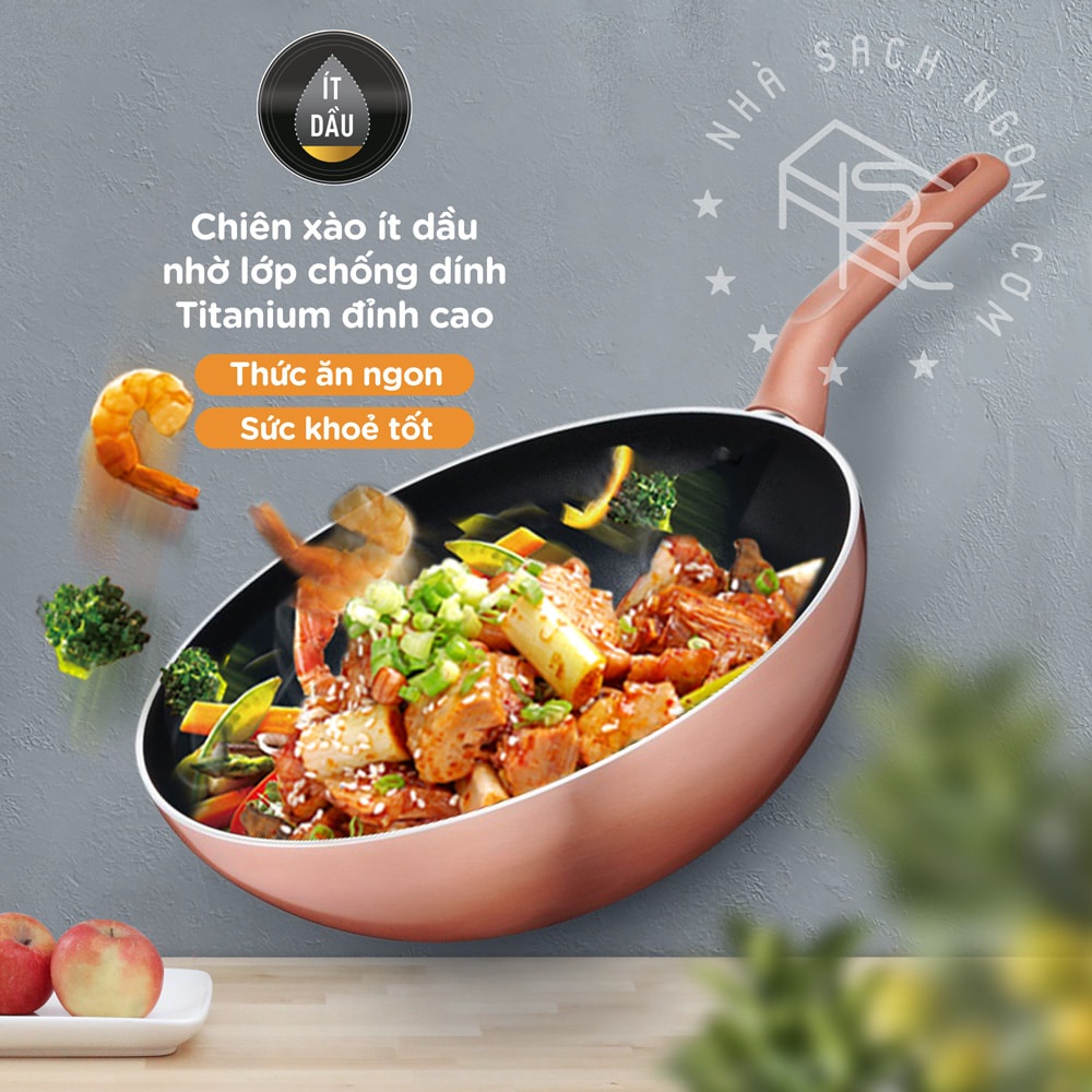 [Hộp quà] Combo chảo chống dính đáy từ Tefal Cook &amp; Shine 3 món (chảo chiên 24cm, chảo sâu 28cm, sạn)