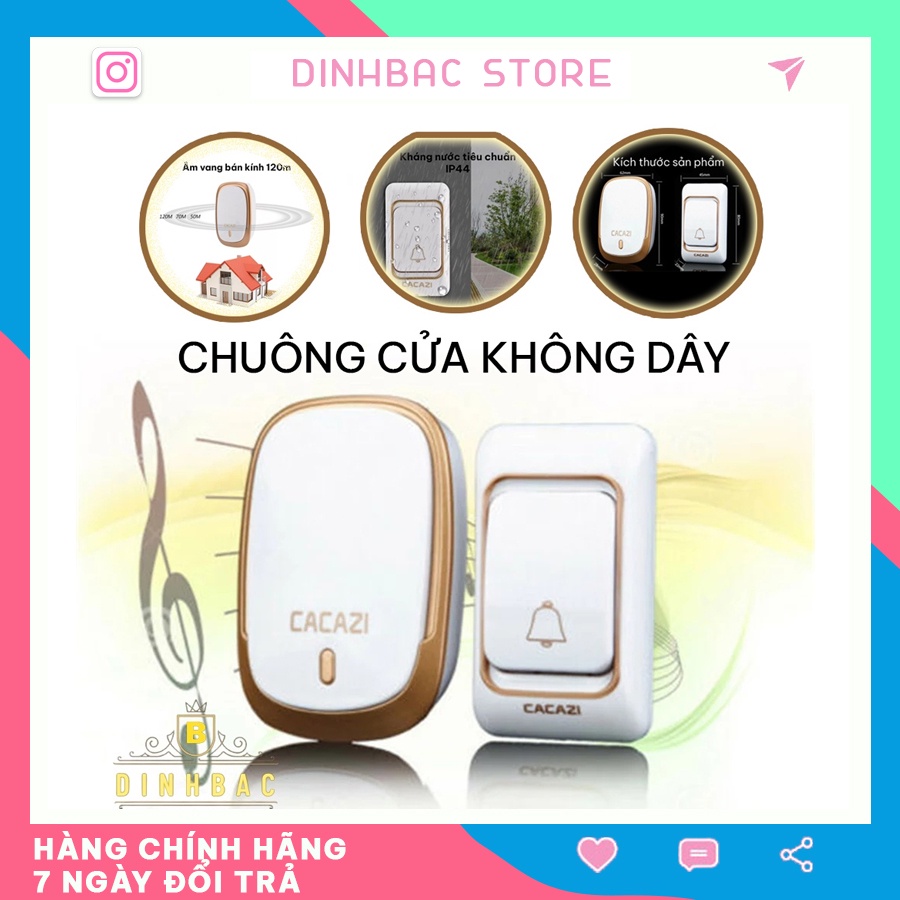 Chuông cửa không dây thông minh cacazi bấm từ xa 200m Đình Bắc Store