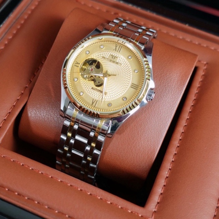 Đồng hồ cơ nam automatic FNGEEN lộ tim cơ dây kim loại chống nước chống xước bảo hành 24 tháng