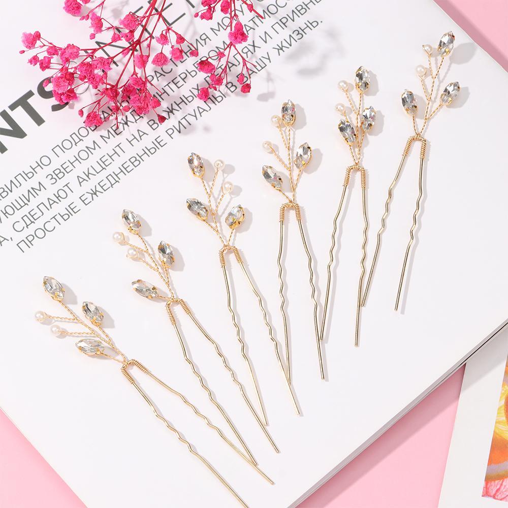 SUMU Set 6 Trâm Cài Tóc Cô Dâu Đính Đá Pha Lê