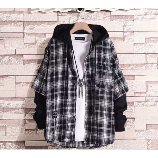 Áo Sơ Mi Caro chống nắng Flannel Sọc Cao Cấp Nam Nữ 💖FREESHIP💖ÁO Khoác Liền Mũ Chống Nắng Tốt Thời Trang- QSTORE