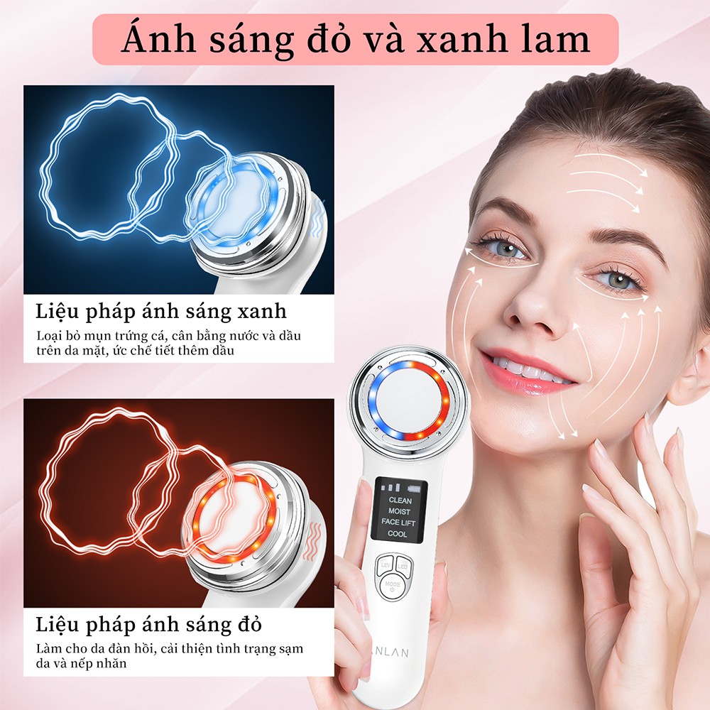 Máy mát xa mặt LED ANLAN D828 EMS 4 trong 1 chăm sóc da nâng cơ giảm nếp nhăn hiệu quả