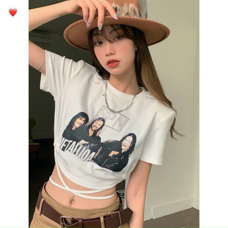 Áo len tăm cổ vuông dây chéo rút dây 2 bên, Áo kiểu dài tay dáng ômG9777