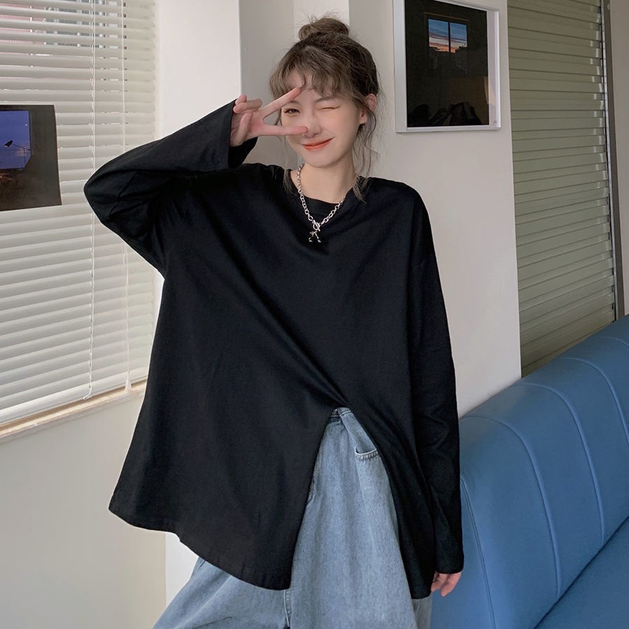 Áo sweater Tay Dài Dáng Rộng Xẻ Tà Thời Trang Xuân Thu Cho Nữ áo len nữ JL-WY-01