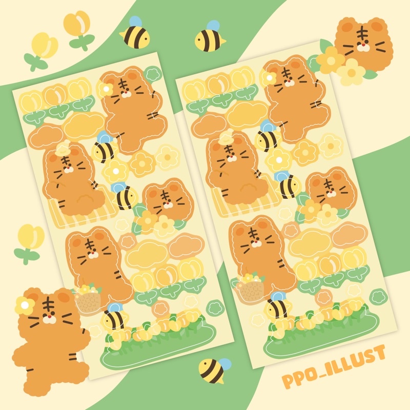 Ppo | Nhãn dán Tiger Flower trang trí sổ