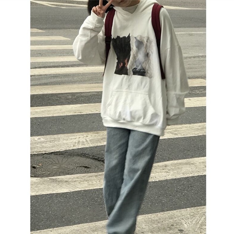 Xiaozhainv Áo Khoác Hoodie Tay Dài Dáng Rộng Kiểu Hàn Quốc Thời Trang Mùa Thu Cho Nữ | BigBuy360 - bigbuy360.vn