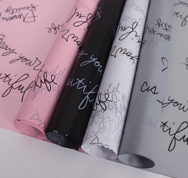 Giấy gói hoa in chữ phong cách Hàn Quốc