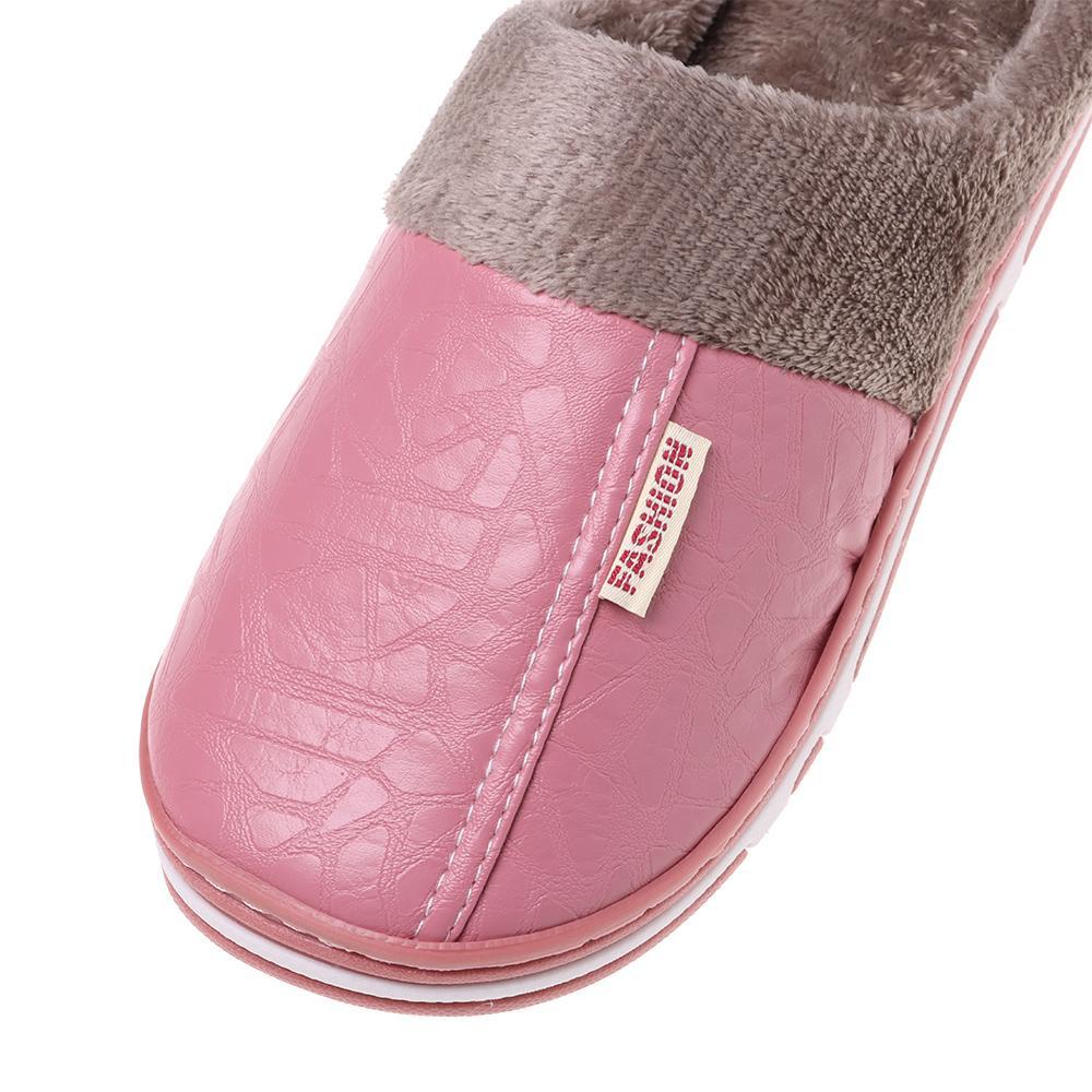 Dép Đi Trong Nhà Chất Liệu Da PU Cotton Giữ Ấm Chống Thấm Nước