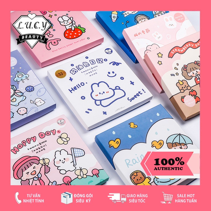 Hộp 100 tấm nhãn dán sticker đáng yêu làm quà tặng sinh nhật, trang trí điện thoại, sổ tay, kệ đựng, bình nước...