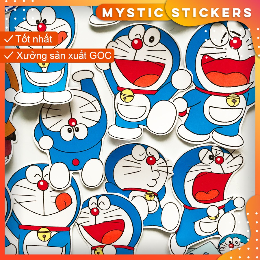 [ MÈO-DORAEMON] 48 Sticker chống nước/Hình dán/Decal trang trí, dán xe laptop mũ bảo hiểm vali...