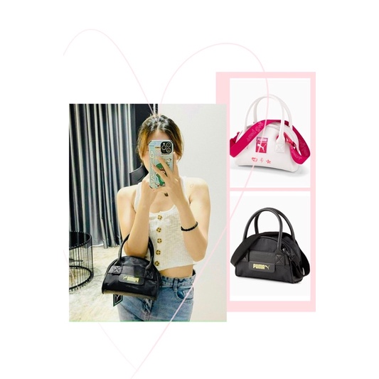 TNS - Túi xách nữ Pumia prime Classics Mini grip bag-trắng chữ hồng