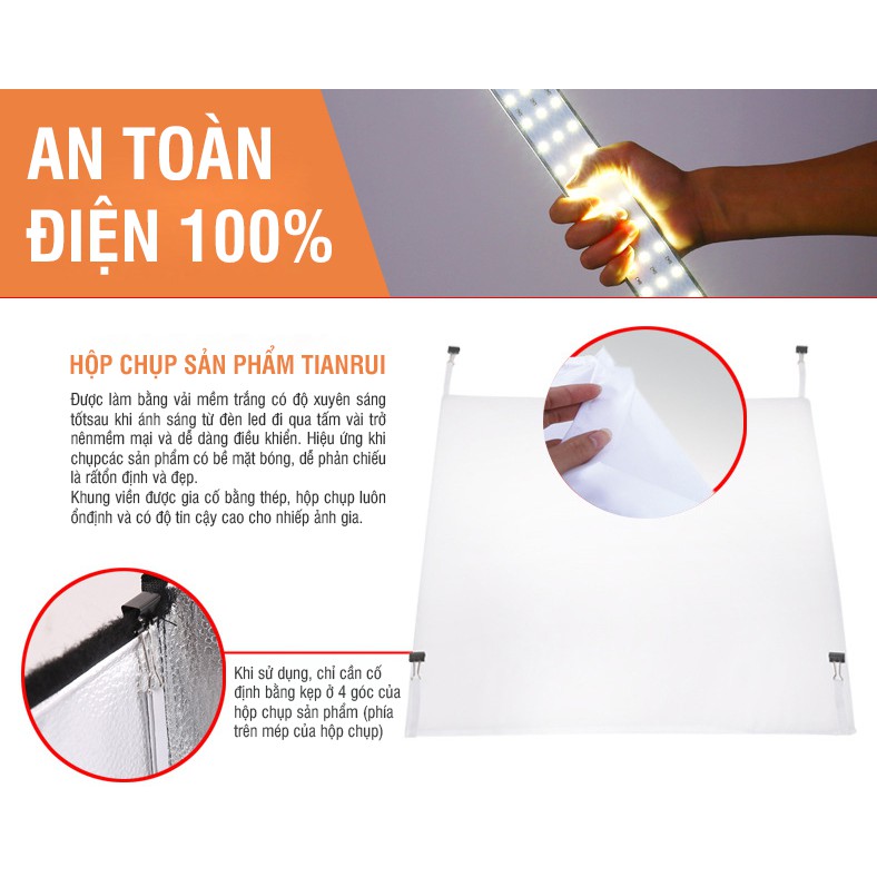 Đèn led thanh tản nhôm cho hộp chụp sản phẩm 40x40cm (Chính hãng Tianrui)