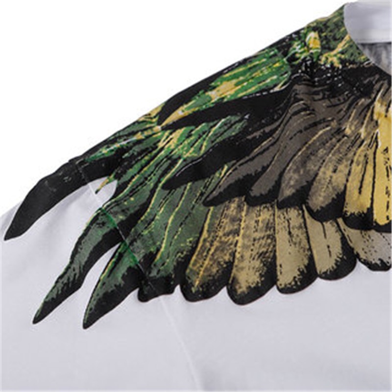 Áo Thun Tay Ngắn Cổ Tròn In Hình Đôi Cánh Màu Vàng Thời Trang Unisex