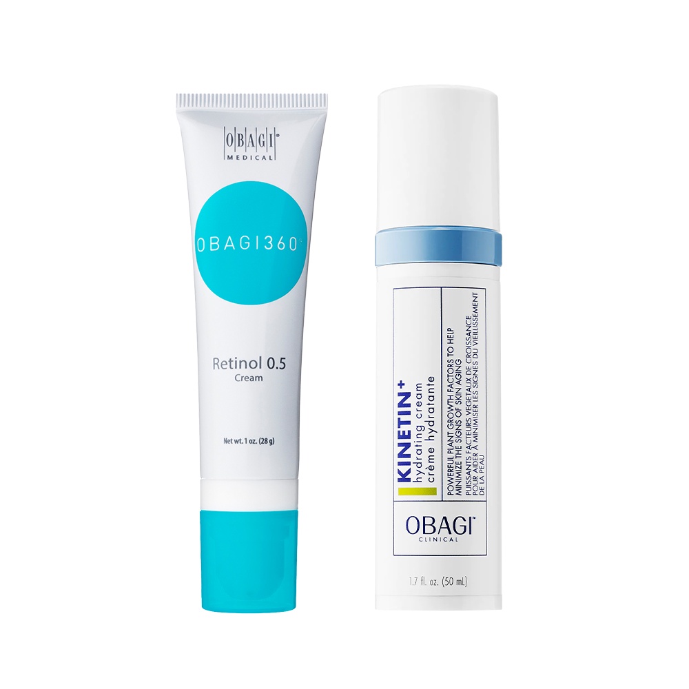 Bộ đôi chống lão hoá, cải thiện kết cấu da Obagi360 Retinol 0.5 28gr + Obagi Kinetin Hydrating Cream 50ml