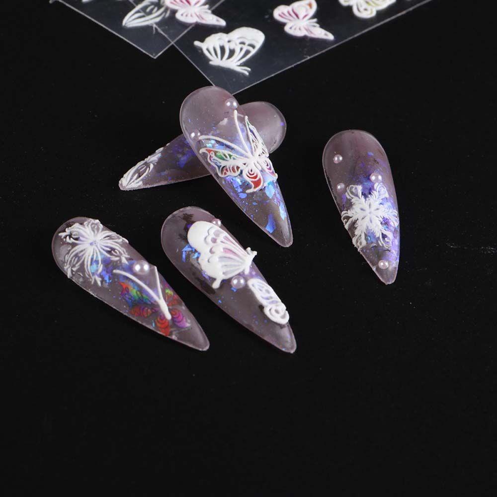 OCEANMAP Miếng Dán Trang Trí Móng Tay Hình Bướm / Chiếc Lá Nhiều Màu Sắc Dành Cho Nữ