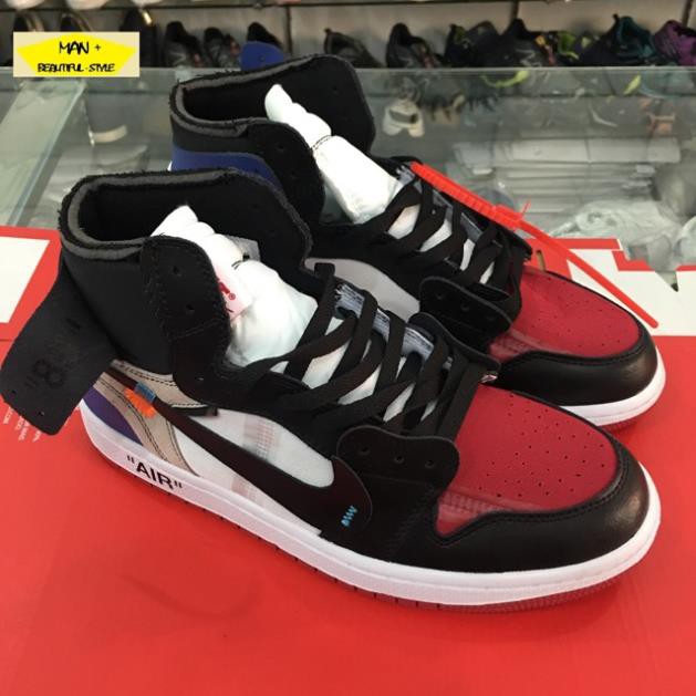 Tết Sale XẢ HẾT Giày sneaker AIR JORDAN 1 off white đỏ đen gót xanh < ) 2020 new ^ . ^ * 8 ' ₃