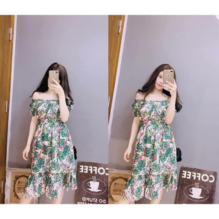 VÁY HOA TRỄ VAI ĐUÔI CÁ CHẤT ĐẸP