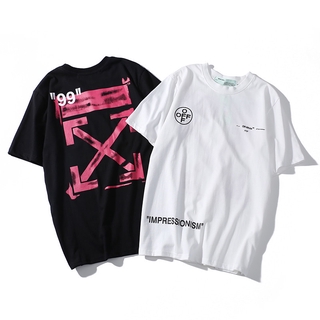 Áo thun cotton họa tiết OFF WHITE Couple tay ngắn dáng rộng thời trang Unisex