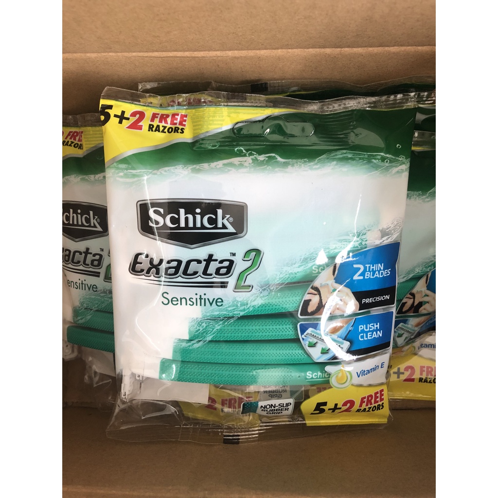 Dao Cạo Râu Schick Exacta2 For Sensitive Skin Mỹ 5+2 cây - Hàng chính hãng DKSH Việt Nam