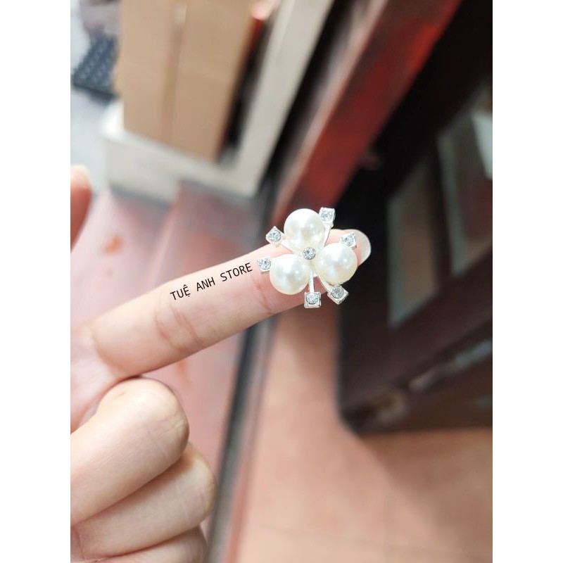 D31 - 10 Center phụ kiện handmade tròn đính trai màu bạc