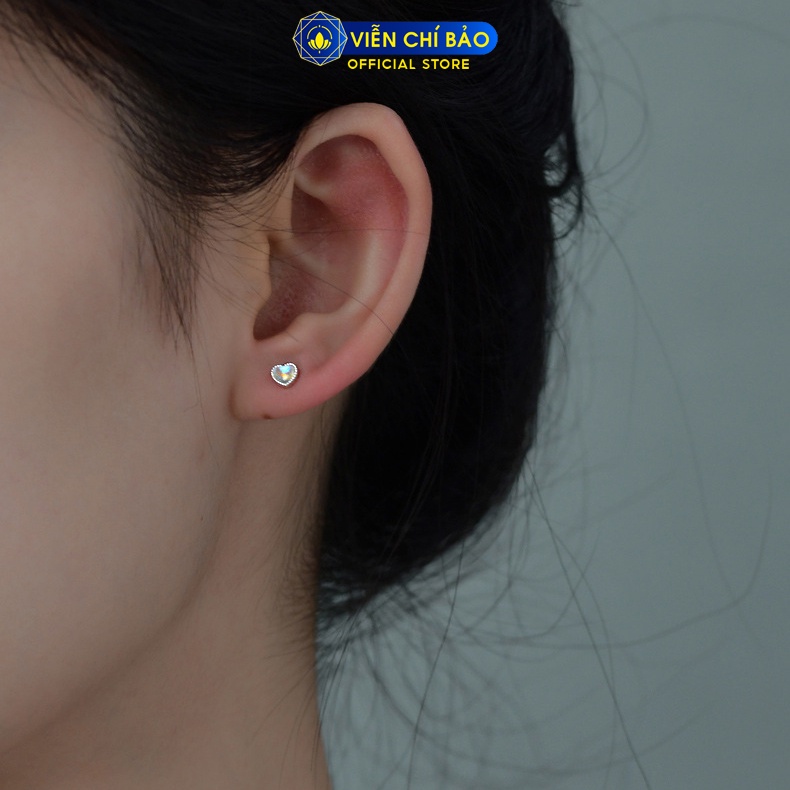 Bông tai bạc nữ trái tim chất liệu bạc 925 thời trang phụ kiện trang sức nữ Viễn Chí Bảo B400266