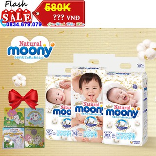 [Tặng Bộ 3 Xếp hình cho bé] Tã Dán/Tã quần Moony Natural Bông Organic NB63-S58-M46-L38-L36-XL32