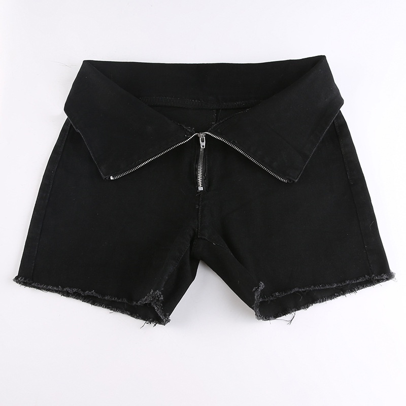 Quần Short Denim Lưng Cao Phối Tua Rua Quyến Rũ