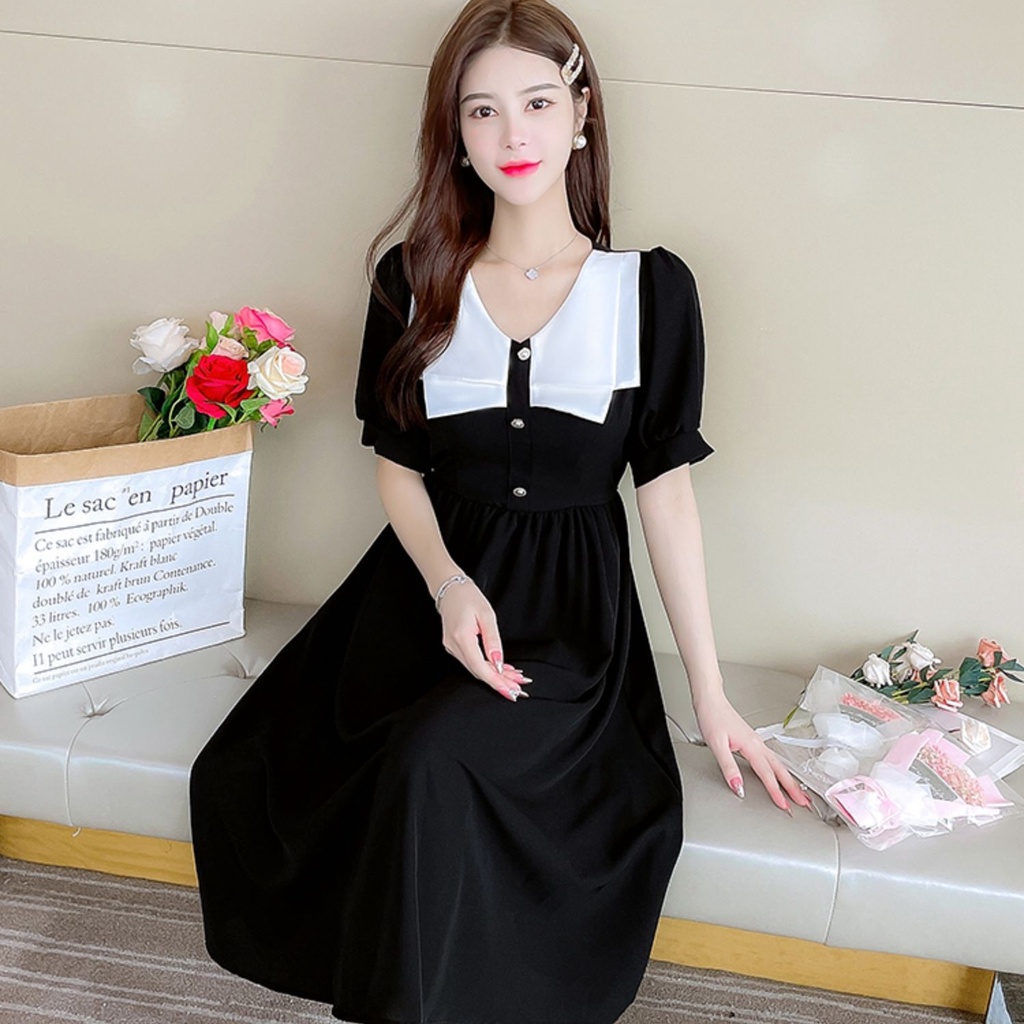 Đầm Thời Trang retro Thanh Lịch Cao Cấp Kiểu Hàn Quốc