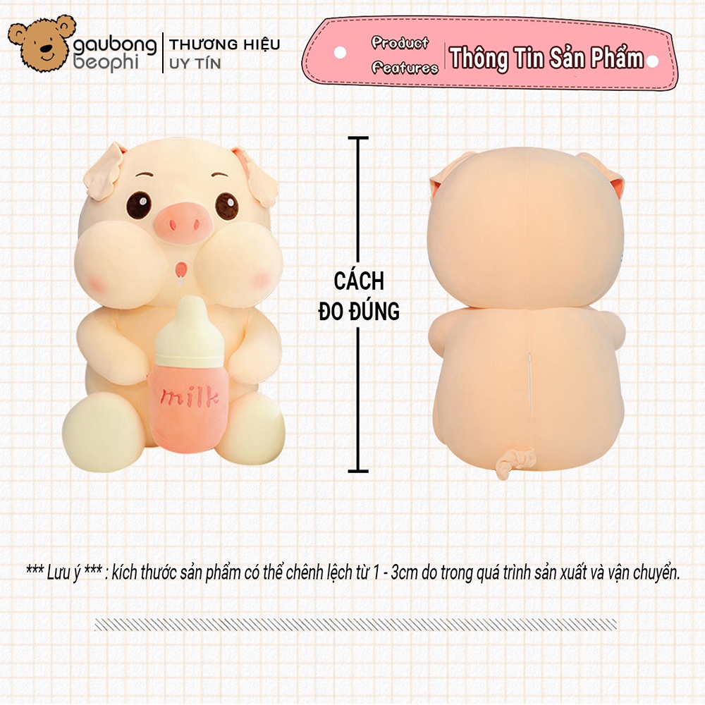 Gấu bông heo ôm bình sữa đủ size, nhiều cảm xúc, hàng cao cấp, quà tặng cho nhiều lứa tuổi shop Gấu Bông Béo Phì