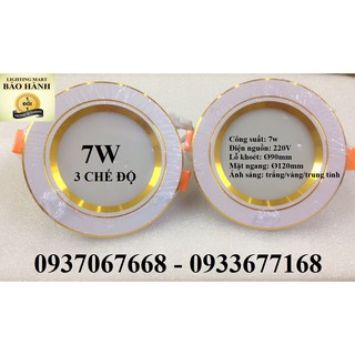 đèn led âm trần 7W viền vàng 3 chế độ