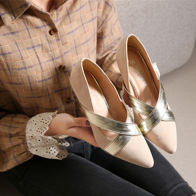 Giày đế xuồng quai chéo cao 8cm 201119