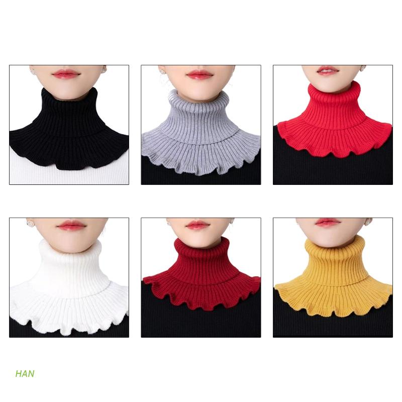 Cổ áo lọ giả dệt kim co giãn giữ ấm có thể tháo rời