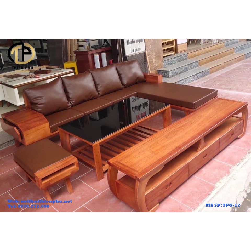 Sofa gỗ góc chữ L cao cấp TPG - 12 - sofa hiện đại