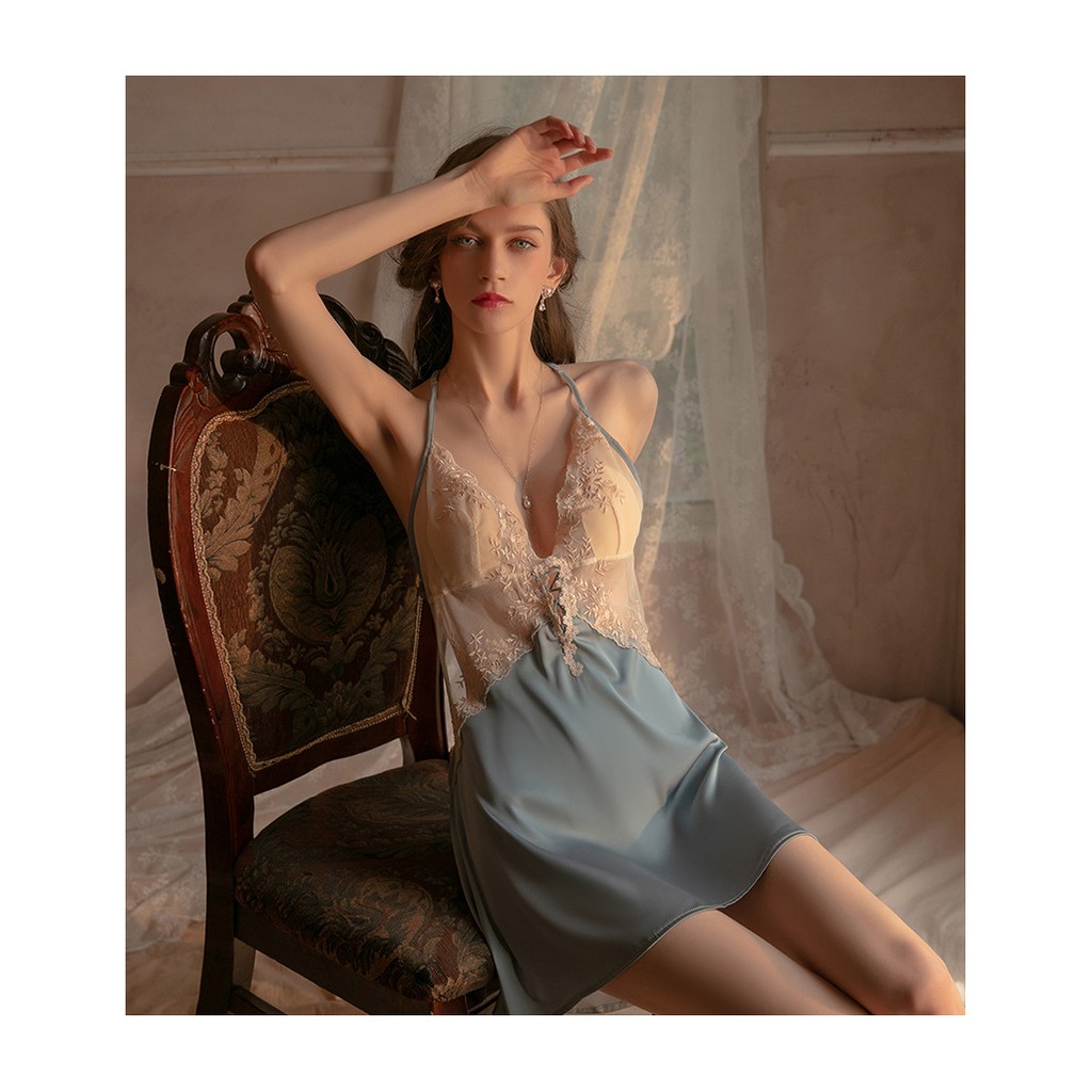 (M.55) Váy ngủ hai dây lụa satin sexy cao cấp Đầm mặc nhà gợi cảm quyến rũ