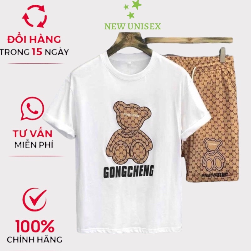 Bộ Thun Lạnh Nam In Gấu Chất Cotton Mềm Mát Form Rộng Mặc Nhà Đi Chơi Thoải Mái [NEW UNISEX]