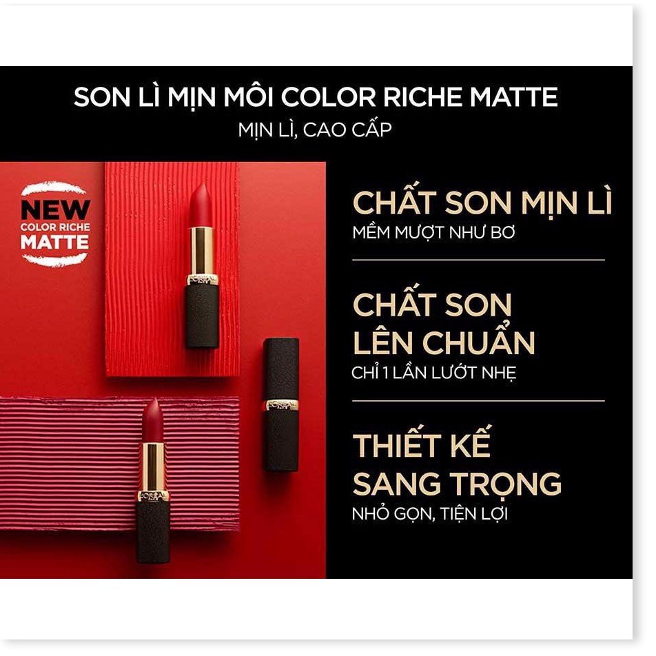 [Mã chiết khấu giảm giá mỹ phẩm chính hãng] Son Lì Mịn Môi LOreal Color Riche Matte 3.7g